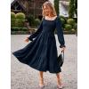 imageSimplee Womens Long Sleeve Maxi Dress Casual Square Neck Smocked Flowy Fall Wedding Guest DressesSolid4