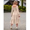 imageSimplee Womens Long Sleeve Maxi Dress Casual Square Neck Smocked Flowy Fall Wedding Guest DressesSolid5