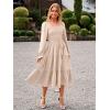 imageSimplee Womens Long Sleeve Maxi Dress Casual Square Neck Smocked Flowy Fall Wedding Guest DressesSolid5