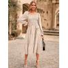 imageSimplee Womens Long Sleeve Maxi Dress Casual Square Neck Smocked Flowy Fall Wedding Guest DressesSolid5