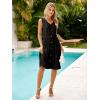 imageSimplee Womens Sleeveless Sundress Summer Casual Eyelet Button Down Short Dress Flowy Beach Tank Mini Dress with PocketBlack