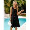 imageSimplee Womens Sleeveless Sundress Summer Casual Eyelet Button Down Short Dress Flowy Beach Tank Mini Dress with PocketBlack