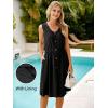 imageSimplee Womens Sleeveless Sundress Summer Casual Eyelet Button Down Short Dress Flowy Beach Tank Mini Dress with PocketBlack
