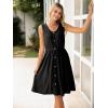 imageSimplee Womens Sleeveless Sundress Summer Casual Eyelet Button Down Short Dress Flowy Beach Tank Mini Dress with PocketBlack