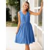 imageSimplee Womens Sleeveless Sundress Summer Casual Eyelet Button Down Short Dress Flowy Beach Tank Mini Dress with PocketBlue