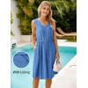 imageSimplee Womens Sleeveless Sundress Summer Casual Eyelet Button Down Short Dress Flowy Beach Tank Mini Dress with PocketBlue
