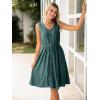imageSimplee Womens Sleeveless Sundress Summer Casual Eyelet Button Down Short Dress Flowy Beach Tank Mini Dress with PocketDark Green