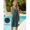 imageSimplee Womens Sleeveless Sundress Summer Casual Eyelet Button Down Short Dress Flowy Beach Tank Mini Dress with PocketDark Green