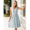 imageSimplee Womens Sleeveless Sundress Summer Casual Eyelet Button Down Short Dress Flowy Beach Tank Mini Dress with PocketLight Blue