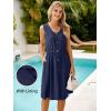 imageSimplee Womens Sleeveless Sundress Summer Casual Eyelet Button Down Short Dress Flowy Beach Tank Mini Dress with PocketNavy Blue