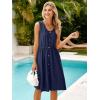 imageSimplee Womens Sleeveless Sundress Summer Casual Eyelet Button Down Short Dress Flowy Beach Tank Mini Dress with PocketNavy Blue
