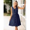 imageSimplee Womens Sleeveless Sundress Summer Casual Eyelet Button Down Short Dress Flowy Beach Tank Mini Dress with PocketNavy Blue