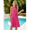 imageSimplee Womens Sleeveless Sundress Summer Casual Eyelet Button Down Short Dress Flowy Beach Tank Mini Dress with PocketRose Pink