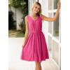 imageSimplee Womens Sleeveless Sundress Summer Casual Eyelet Button Down Short Dress Flowy Beach Tank Mini Dress with PocketRose Pink