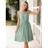 imageSimplee Womens Sleeveless Sundress Summer Casual Eyelet Button Down Short Dress Flowy Beach Tank Mini Dress with PocketSage Green