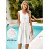 imageSimplee Womens Sleeveless Sundress Summer Casual Eyelet Button Down Short Dress Flowy Beach Tank Mini Dress with PocketWhite
