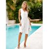 imageSimplee Womens Sleeveless Sundress Summer Casual Eyelet Button Down Short Dress Flowy Beach Tank Mini Dress with PocketWhite