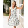 imageSimplee Womens Sleeveless Sundress Summer Casual Eyelet Button Down Short Dress Flowy Beach Tank Mini Dress with PocketWhite Colorful Leaf Unlined