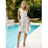 imageSimplee Womens Sleeveless Sundress Summer Casual Eyelet Button Down Short Dress Flowy Beach Tank Mini Dress with PocketWhite Colorful Leaf Unlined