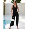 imageSimplee Womens Sleeveless Wide Leg Jumpsuits Dressy Casual V Neck Wrap Formal Jumpsuits Summer Outfits 2024 One Piece Romper