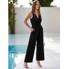 imageSimplee Womens Sleeveless Wide Leg Jumpsuits Dressy Casual V Neck Wrap Formal Jumpsuits Summer Outfits 2024 One Piece Romper