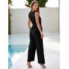 imageSimplee Womens Sleeveless Wide Leg Jumpsuits Dressy Casual V Neck Wrap Formal Jumpsuits Summer Outfits 2024 One Piece Romper