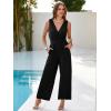 imageSimplee Womens Sleeveless Wide Leg Jumpsuits Dressy Casual V Neck Wrap Formal Jumpsuits Summer Outfits 2024 One Piece Romper