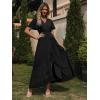 imageSimplee Womens Solid Chiffon Wrap Formal Maxi Ruffle Split Dress Flowy Bridesmaid Wedding Party Evening Dress with BeltRuffleblack