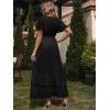 imageSimplee Womens Solid Chiffon Wrap Formal Maxi Ruffle Split Dress Flowy Bridesmaid Wedding Party Evening Dress with BeltRuffleblack