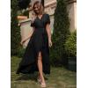 imageSimplee Womens Solid Chiffon Wrap Formal Maxi Ruffle Split Dress Flowy Bridesmaid Wedding Party Evening Dress with BeltRuffleblack