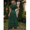 imageSimplee Womens Solid Chiffon Wrap Formal Maxi Ruffle Split Dress Flowy Bridesmaid Wedding Party Evening Dress with BeltRuffledark Green