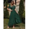 imageSimplee Womens Solid Chiffon Wrap Formal Maxi Ruffle Split Dress Flowy Bridesmaid Wedding Party Evening Dress with BeltRuffledark Green