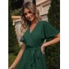 imageSimplee Womens Solid Chiffon Wrap Formal Maxi Ruffle Split Dress Flowy Bridesmaid Wedding Party Evening Dress with BeltRuffledark Green
