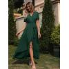 imageSimplee Womens Solid Chiffon Wrap Formal Maxi Ruffle Split Dress Flowy Bridesmaid Wedding Party Evening Dress with BeltRuffledark Green