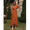 imageSimplee Womens Solid Chiffon Wrap Formal Maxi Ruffle Split Dress Flowy Bridesmaid Wedding Party Evening Dress with BeltRuffleorange