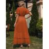 imageSimplee Womens Solid Chiffon Wrap Formal Maxi Ruffle Split Dress Flowy Bridesmaid Wedding Party Evening Dress with BeltRuffleorange
