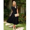 imageSimplee Womens Striped Midi Summer Dress Smocked Flutter Short Sleeve Dress 2025 Flowy Casual Dress with PocketsBlack