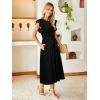 imageSimplee Womens Striped Midi Summer Dress Smocked Flutter Short Sleeve Dress 2025 Flowy Casual Dress with PocketsBlack