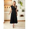 imageSimplee Womens Striped Midi Summer Dress Smocked Flutter Short Sleeve Dress 2025 Flowy Casual Dress with PocketsBlack