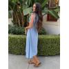 imageSimplee Womens Striped Midi Summer Dress Smocked Flutter Short Sleeve Dress 2025 Flowy Casual Dress with PocketsBlue