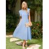 imageSimplee Womens Striped Midi Summer Dress Smocked Flutter Short Sleeve Dress 2025 Flowy Casual Dress with PocketsBlue