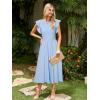 imageSimplee Womens Striped Midi Summer Dress Smocked Flutter Short Sleeve Dress 2025 Flowy Casual Dress with PocketsBlue