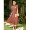 imageSimplee Womens Striped Midi Summer Dress Smocked Flutter Short Sleeve Dress 2025 Flowy Casual Dress with PocketsBrick Red