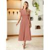 imageSimplee Womens Striped Midi Summer Dress Smocked Flutter Short Sleeve Dress 2025 Flowy Casual Dress with PocketsBrick Red