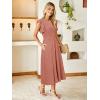 imageSimplee Womens Striped Midi Summer Dress Smocked Flutter Short Sleeve Dress 2025 Flowy Casual Dress with PocketsBrick Red