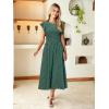 imageSimplee Womens Striped Midi Summer Dress Smocked Flutter Short Sleeve Dress 2025 Flowy Casual Dress with PocketsDark Green