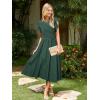 imageSimplee Womens Striped Midi Summer Dress Smocked Flutter Short Sleeve Dress 2025 Flowy Casual Dress with PocketsDark Green