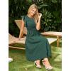 imageSimplee Womens Striped Midi Summer Dress Smocked Flutter Short Sleeve Dress 2025 Flowy Casual Dress with PocketsDark Green