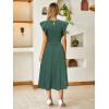 imageSimplee Womens Striped Midi Summer Dress Smocked Flutter Short Sleeve Dress 2025 Flowy Casual Dress with PocketsDark Green