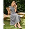 imageSimplee Womens Striped Midi Summer Dress Smocked Flutter Short Sleeve Dress 2025 Flowy Casual Dress with PocketsGrey